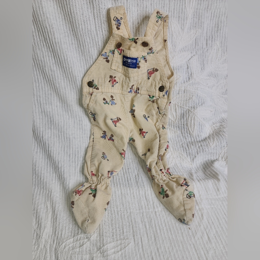 Vintage OshKosh B'gosh Footed Vestbak Overalls Teddy Bears 3-6 Months